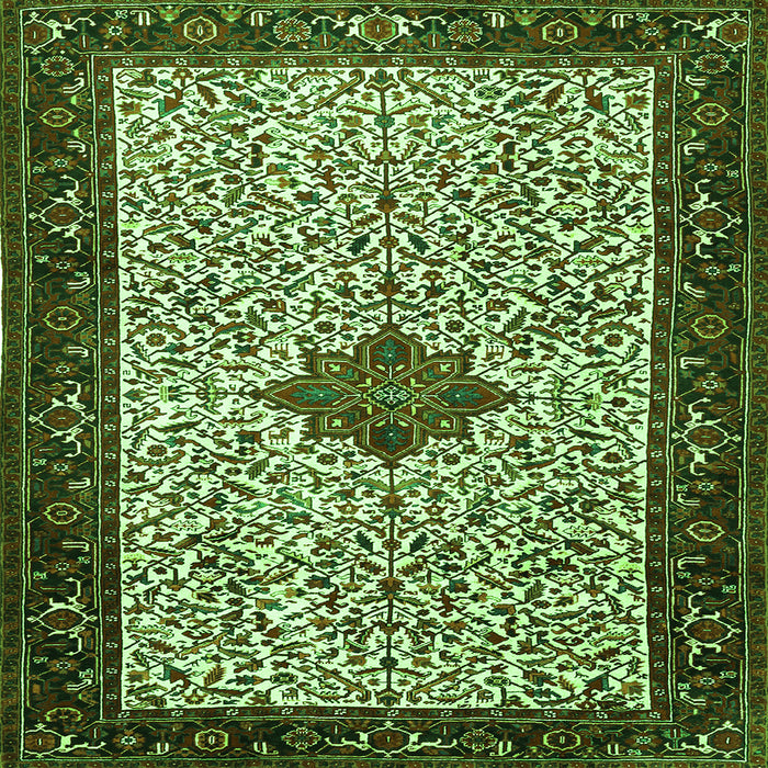 Round Machine Washable Persian Green Traditional Area Rugs, wshtr2283grn