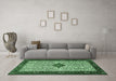 Machine Washable Persian Emerald Green Traditional Area Rugs in a Living Room,, wshtr2283emgrn