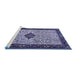 Sideview of Machine Washable Persian Blue Traditional Rug, wshtr2283blu