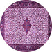 Round Machine Washable Persian Purple Traditional Area Rugs, wshtr2283pur