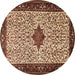 Round Machine Washable Persian Brown Traditional Rug, wshtr2283brn