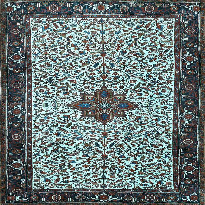 Square Machine Washable Persian Light Blue Traditional Rug, wshtr2283lblu