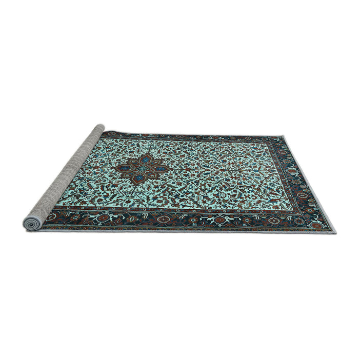 Sideview of Machine Washable Persian Light Blue Traditional Rug, wshtr2283lblu