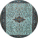 Round Machine Washable Persian Light Blue Traditional Rug, wshtr2283lblu