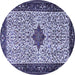 Round Machine Washable Persian Blue Traditional Rug, wshtr2283blu