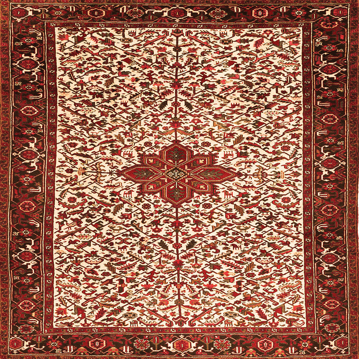 Round Machine Washable Persian Orange Traditional Area Rugs, wshtr2283org