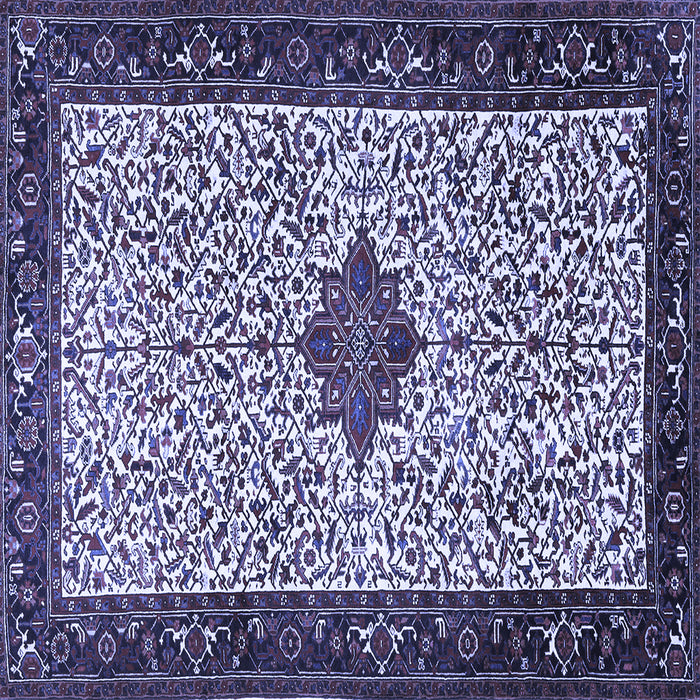 Square Machine Washable Persian Blue Traditional Rug, wshtr2283blu