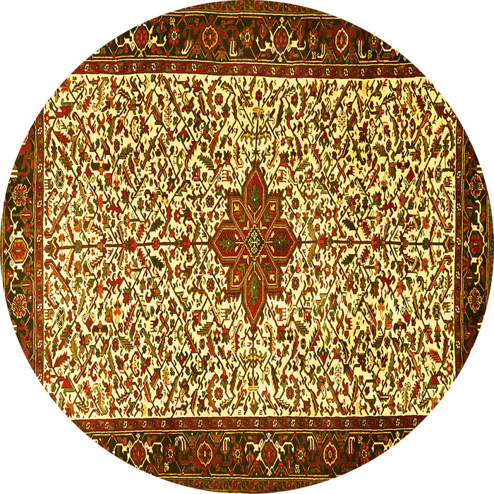 Round Persian Yellow Traditional Rug, tr2283yw