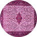 Round Machine Washable Persian Pink Traditional Rug, wshtr2283pnk