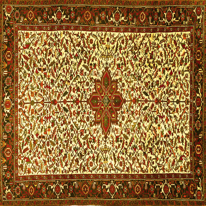Square Machine Washable Persian Yellow Traditional Rug, wshtr2283yw