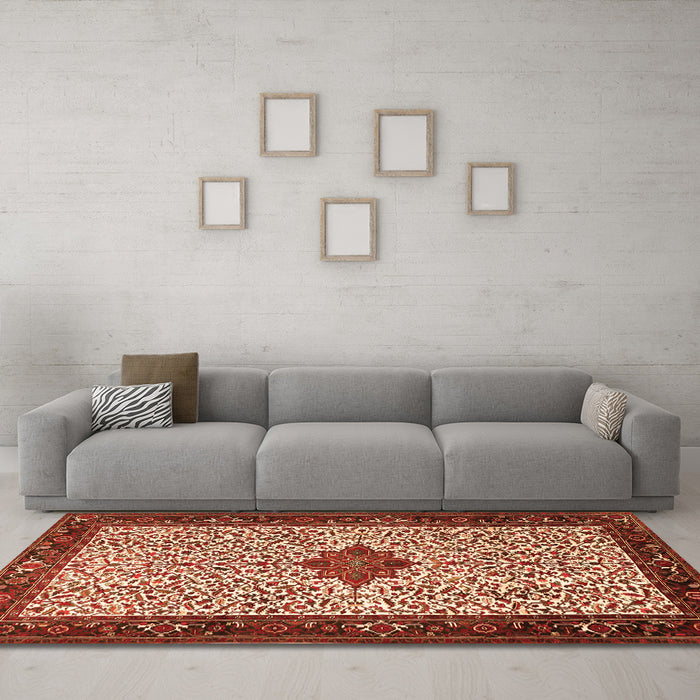 Machine Washable Persian Orange Traditional Area Rugs in a Living Room, wshtr2283org