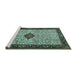 Sideview of Machine Washable Persian Turquoise Traditional Area Rugs, wshtr2283turq