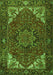 Serging Thickness of Machine Washable Persian Green Traditional Area Rugs, wshtr2284grn