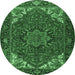 Round Persian Emerald Green Traditional Rug, tr2284emgrn