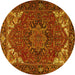 Round Machine Washable Persian Yellow Traditional Rug, wshtr2284yw