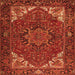 Round Machine Washable Persian Orange Traditional Area Rugs, wshtr2284org