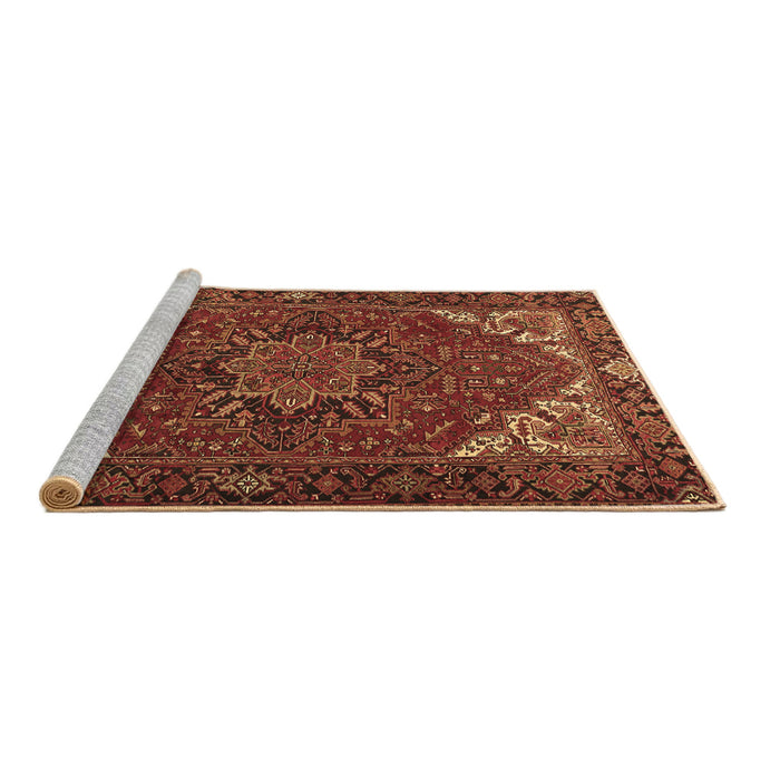 Sideview of Machine Washable Persian Brown Traditional Rug, wshtr2284brn