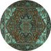 Round Persian Turquoise Traditional Rug, tr2284turq