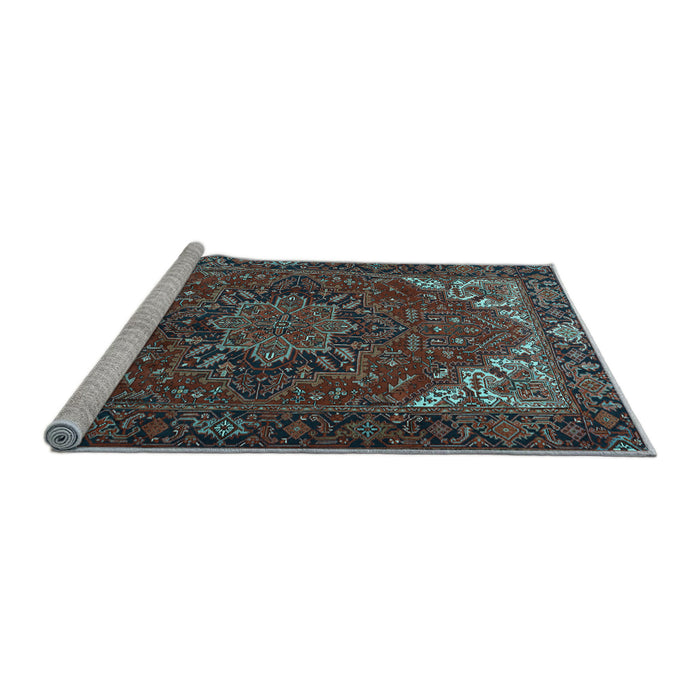 Sideview of Machine Washable Persian Light Blue Traditional Rug, wshtr2284lblu
