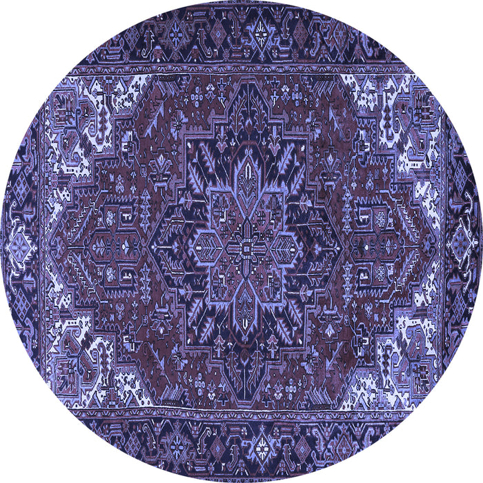 Round Machine Washable Persian Blue Traditional Rug, wshtr2284blu