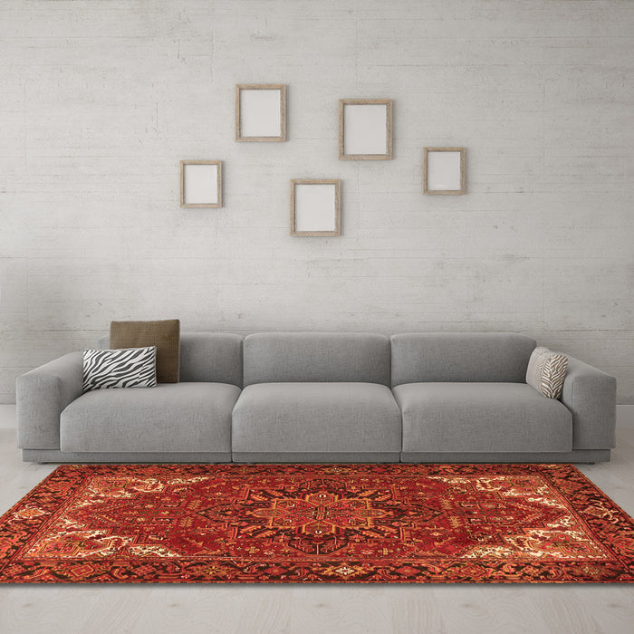 Machine Washable Persian Orange Traditional Area Rugs in a Living Room, wshtr2284org