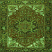 Round Machine Washable Persian Green Traditional Area Rugs, wshtr2284grn