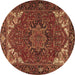 Round Persian Brown Traditional Rug, tr2284brn