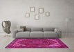 Machine Washable Persian Pink Traditional Rug in a Living Room, wshtr2284pnk