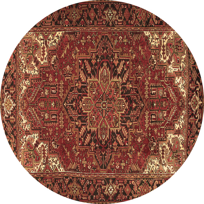 Round Machine Washable Persian Brown Traditional Rug, wshtr2284brn