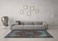 Machine Washable Persian Light Blue Traditional Rug, wshtr2284lblu