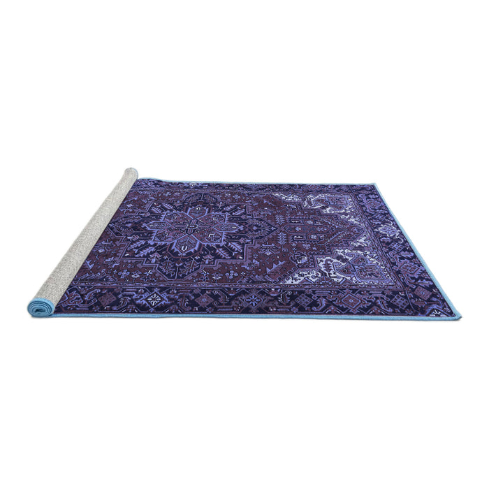 Sideview of Machine Washable Persian Blue Traditional Rug, wshtr2284blu