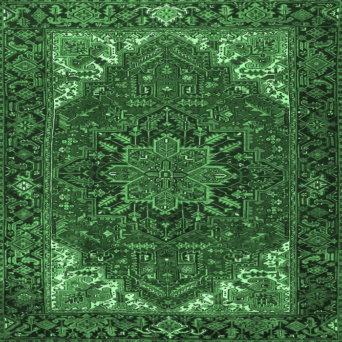 Square Machine Washable Persian Emerald Green Traditional Area Rugs, wshtr2284emgrn