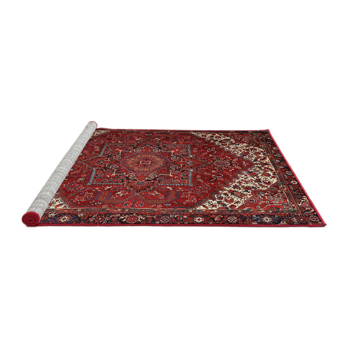 Sideview of Machine Washable Traditional Tomato Red Rug, wshtr2285