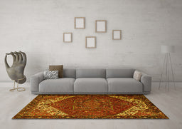 Machine Washable Persian Yellow Traditional Rug in a Living Room, wshtr2285yw