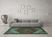 Machine Washable Persian Turquoise Traditional Area Rugs in a Living Room,, wshtr2285turq