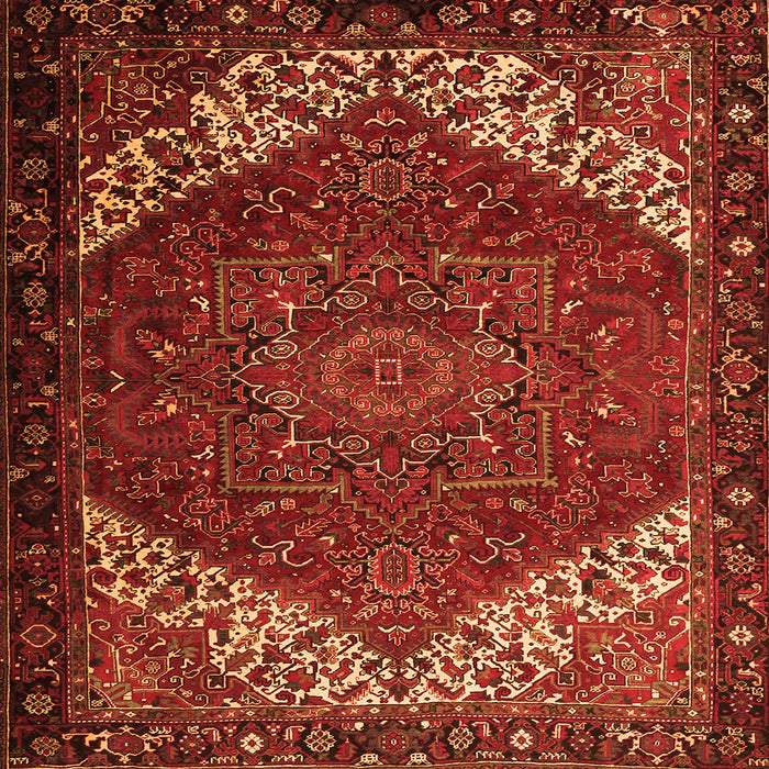 Round Machine Washable Persian Orange Traditional Area Rugs, wshtr2285org