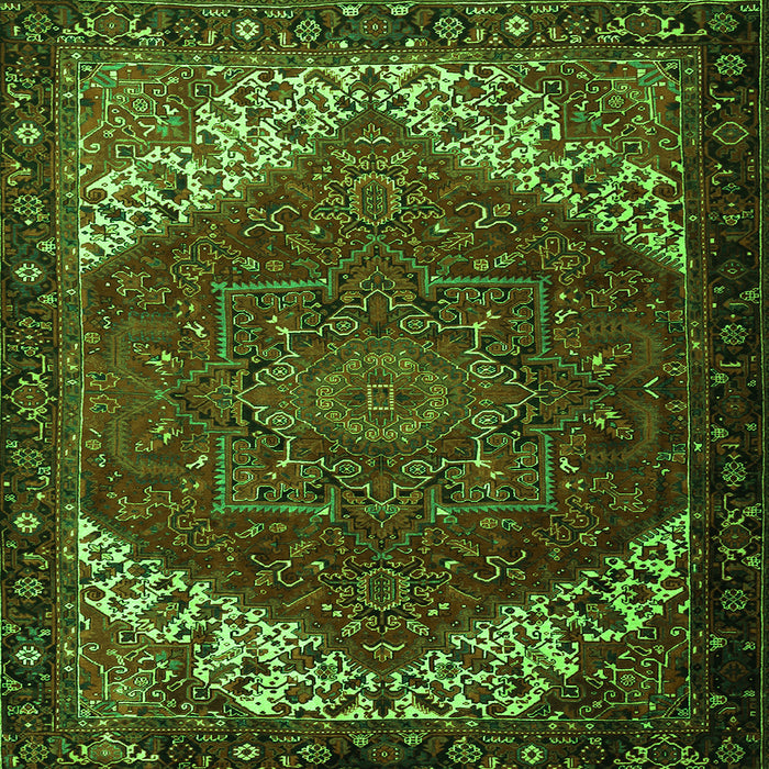 Round Machine Washable Persian Green Traditional Area Rugs, wshtr2285grn