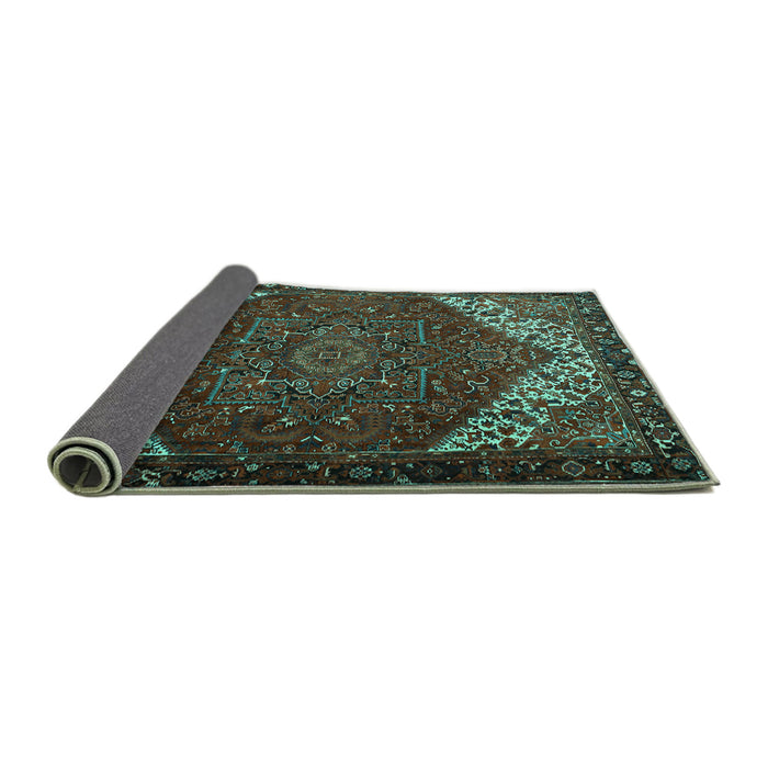 Sideview of Persian Turquoise Traditional Rug, tr2285turq