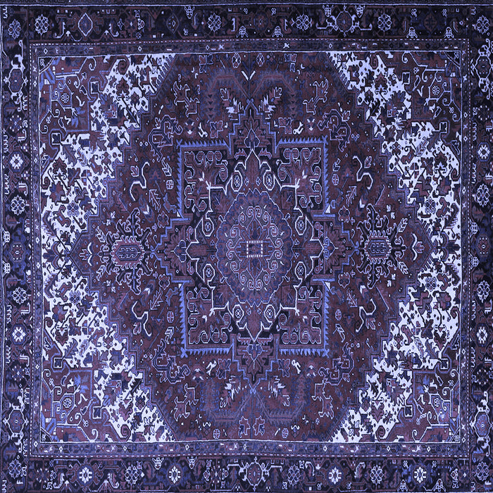 Square Machine Washable Persian Blue Traditional Rug, wshtr2285blu