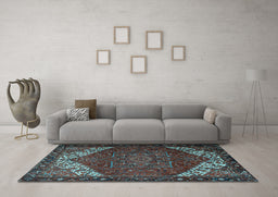 Machine Washable Persian Light Blue Traditional Rug in a Living Room, wshtr2285lblu