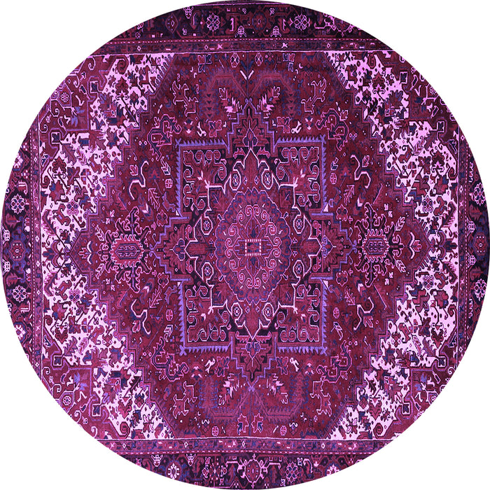 Round Machine Washable Persian Purple Traditional Area Rugs, wshtr2285pur