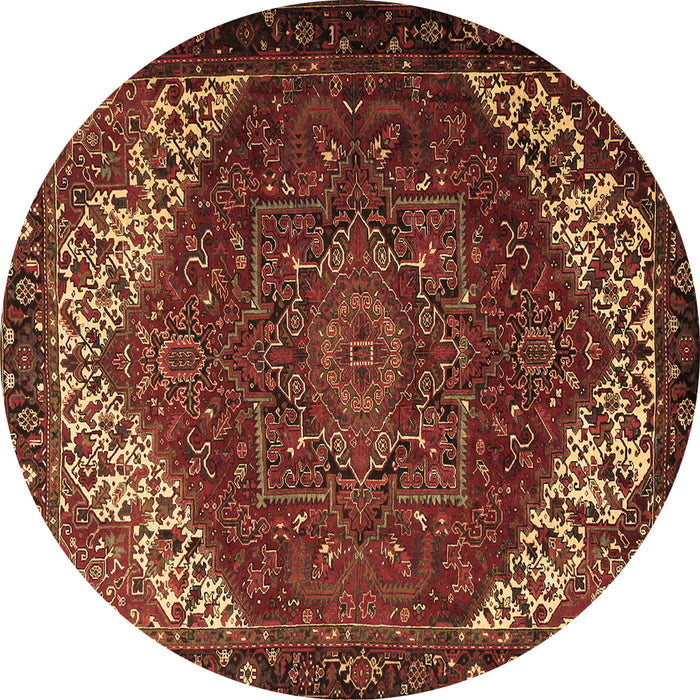 Round Persian Brown Traditional Rug, tr2285brn