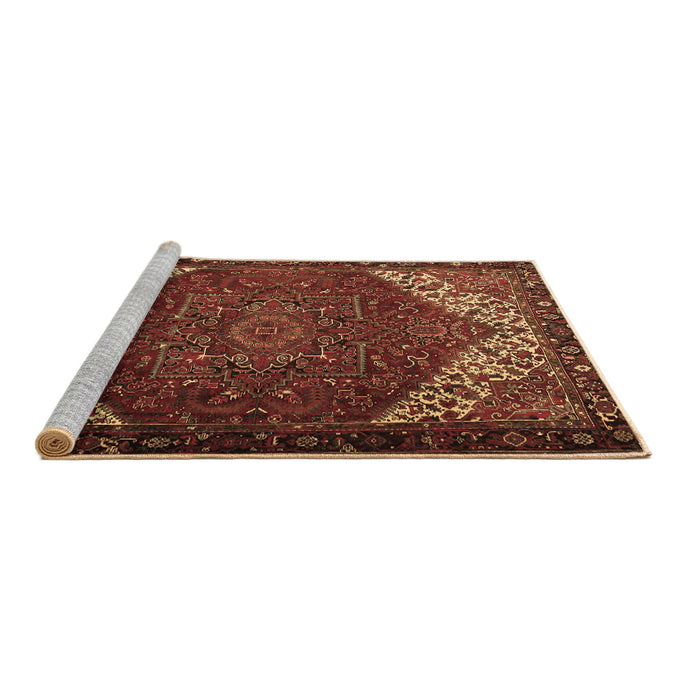 Sideview of Machine Washable Persian Brown Traditional Rug, wshtr2285brn