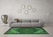 Machine Washable Persian Emerald Green Traditional Area Rugs in a Living Room,, wshtr2285emgrn