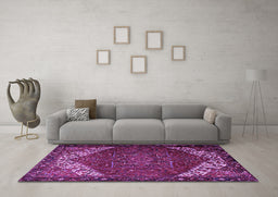 Machine Washable Persian Purple Traditional Area Rugs in a Living Room, wshtr2285pur
