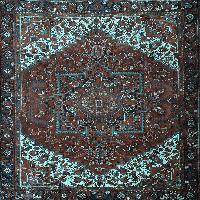 Square Machine Washable Persian Light Blue Traditional Rug, wshtr2285lblu