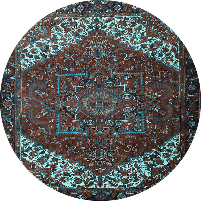Round Machine Washable Persian Light Blue Traditional Rug, wshtr2285lblu
