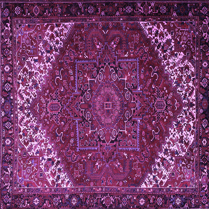 Square Machine Washable Persian Purple Traditional Area Rugs, wshtr2285pur