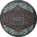 Round Persian Light Blue Traditional Rug, tr2285lblu