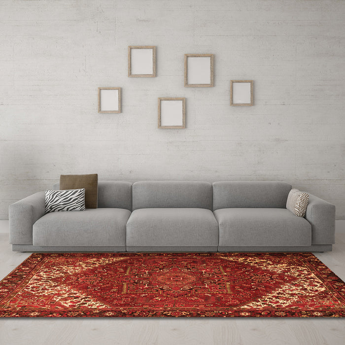 Machine Washable Persian Orange Traditional Area Rugs in a Living Room, wshtr2285org